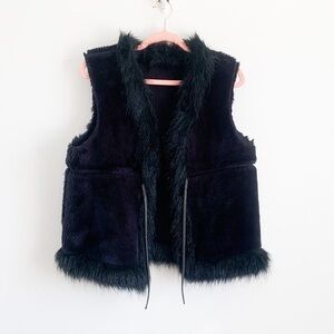 Black Faux Fur Faux Suede Reversible Vest